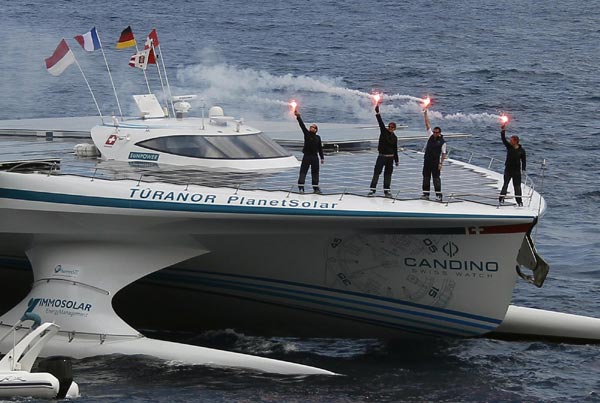 Solar ship completes around-the-world trip