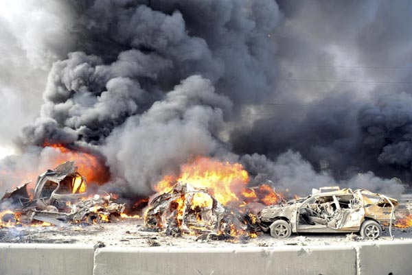 Suicide car bombers kill 55 in Damascus -govt
