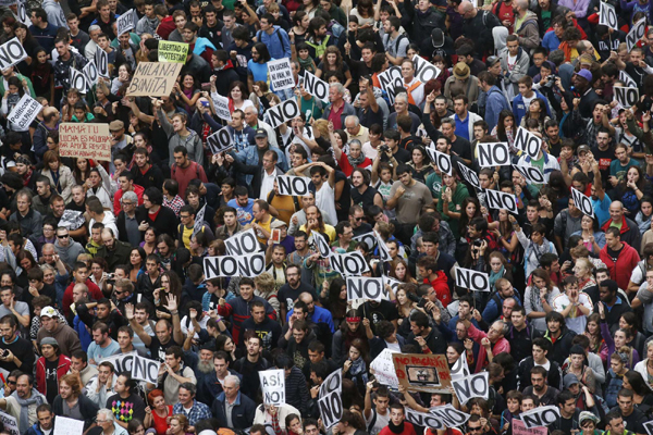 Demonstration against austerity in Madrid