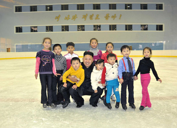 Kim Jong-un visits skating rink in Pyongyang