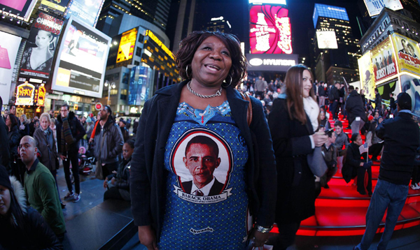 Tourists share Elections Night at Times Square