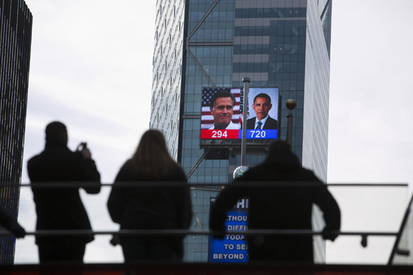 Tourists share Elections Night at Times Square