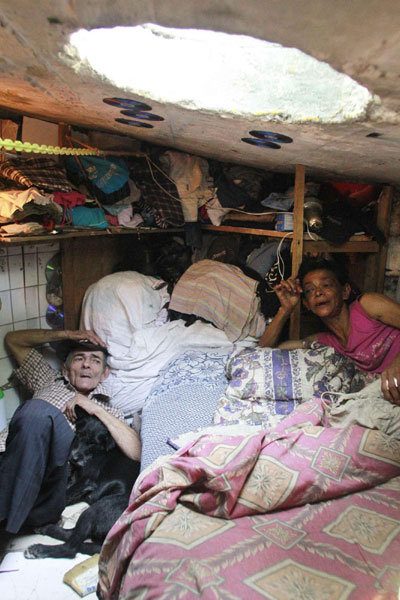 Family living in abandoned sewer