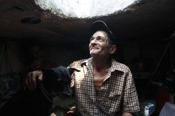 Family living in abandoned sewer