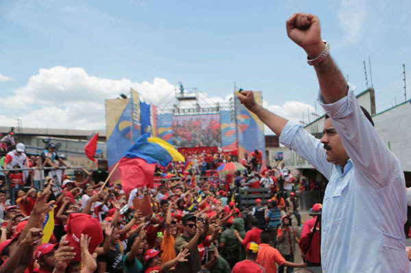 Venezuela's Maduro greets supporters in Amazonas