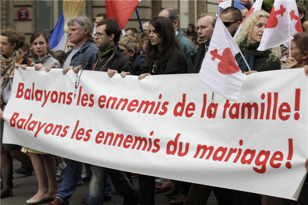 Protest against France's gay marriage law in Paris