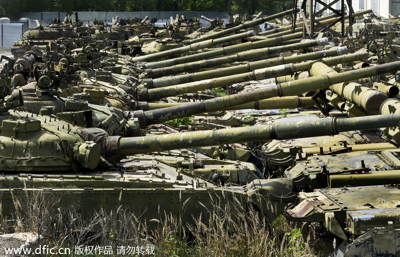 Abandoned tank graveyard in Ukraine