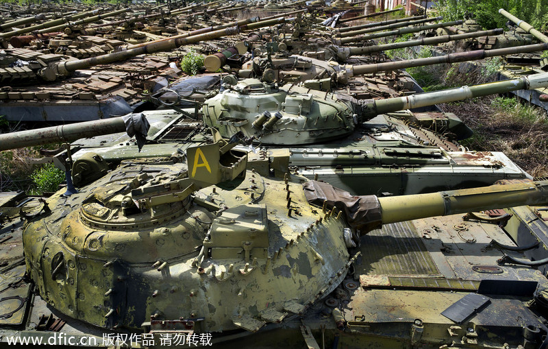 Abandoned tank graveyard in Ukraine