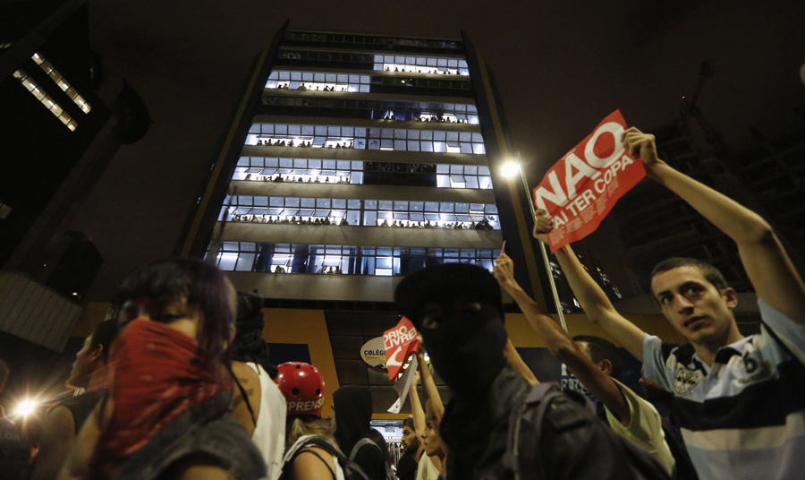 Demonstrators protest against World Cup in Sao Paulo