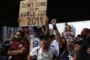 Demonstrators protest against World Cup in Sao Paulo