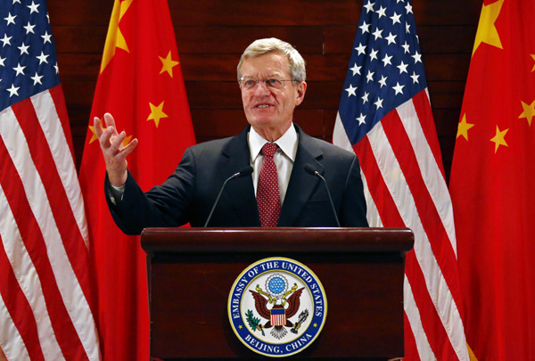 US Ambassador to China Max Baucus meets media in Beijing