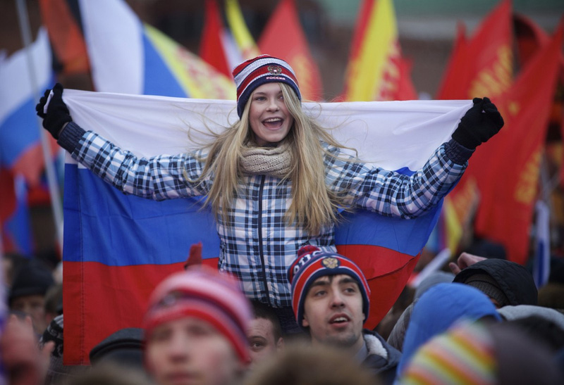 Rally in Moscow celebrates Crimea's joining Russia
