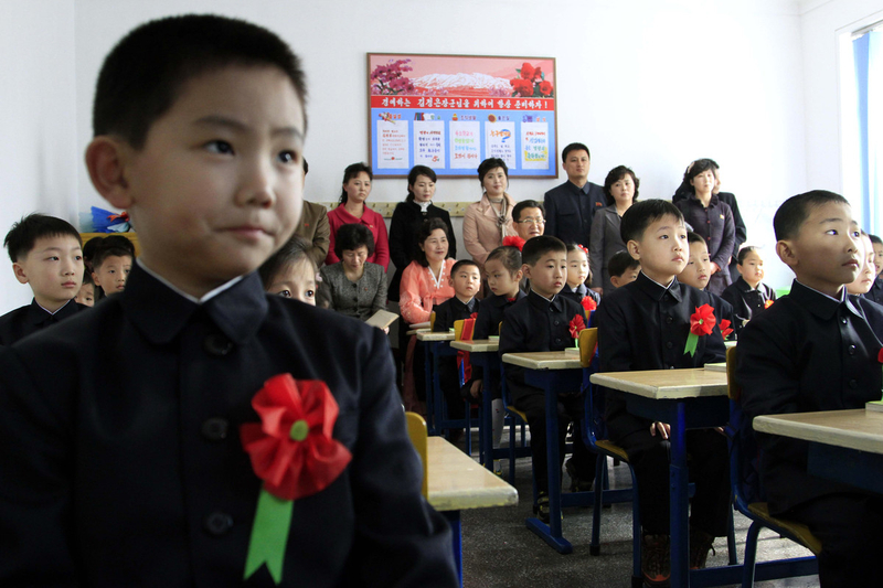 New students enrolled at the Pyongyang Primary School No.4