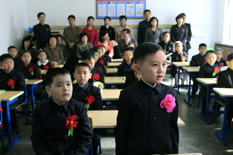 New students enrolled at the Pyongyang Primary School No.4