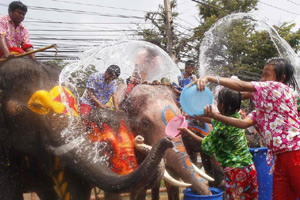 Songkran water festival celebrated in Thailand