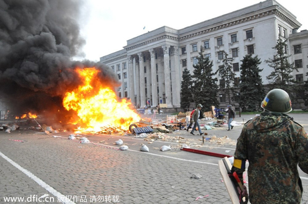 Clashes at Ukraine's Odessa kill at least 43