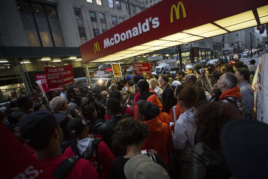 Fast-food workers strike for higher pay