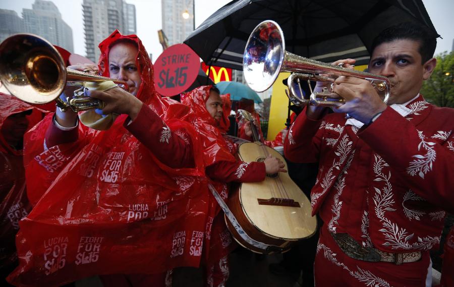 Fast-food workers strike for higher pay