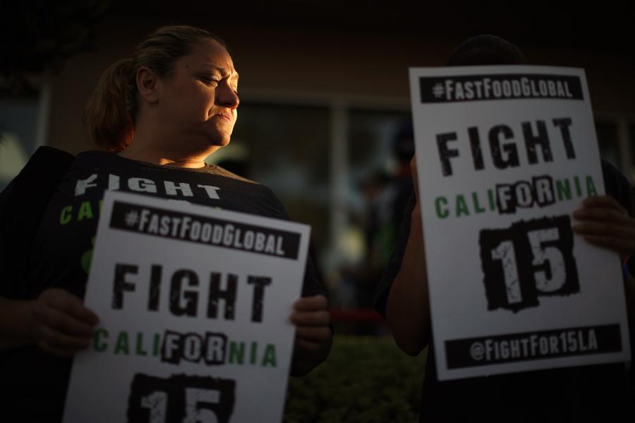 Fast-food workers strike for higher pay