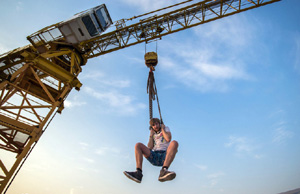 Daredevils taking selfie over Dubai skyscraper