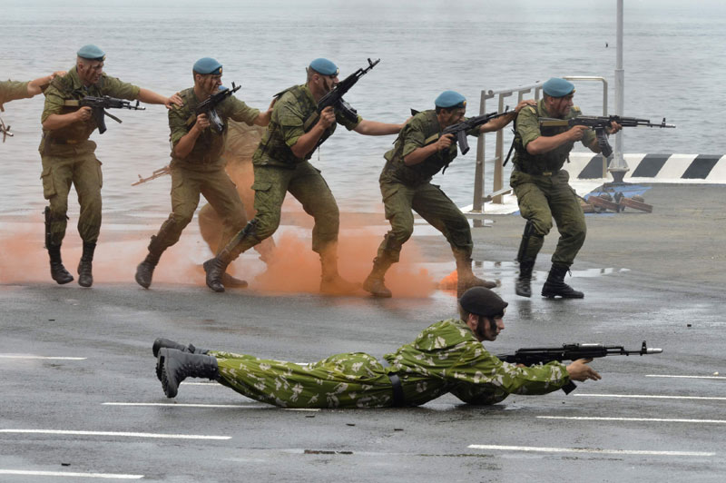 Russia conducts parade rehearsal to mark Navy Day