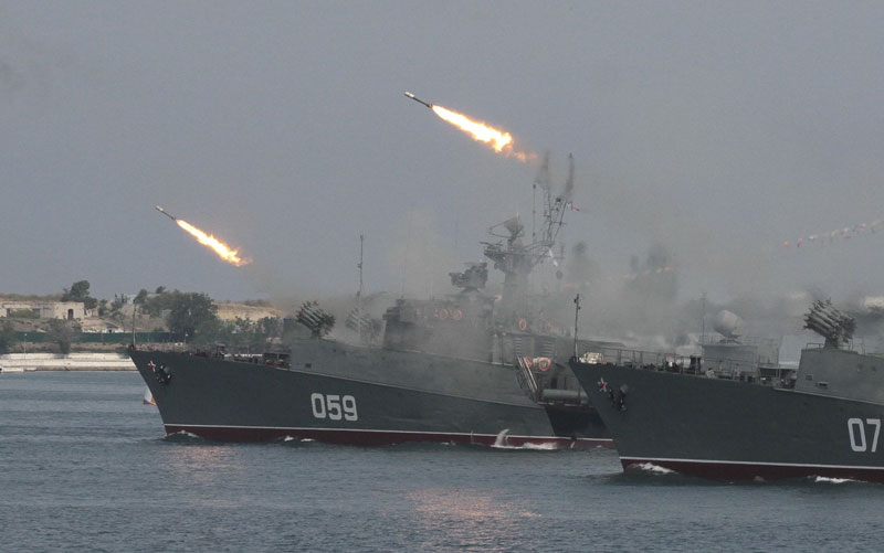 Russia conducts parade rehearsal to mark Navy Day