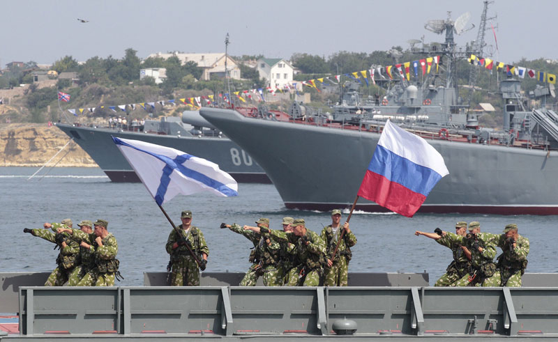 Russia conducts parade rehearsal to mark Navy Day