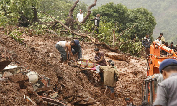 Rain-triggered landslide buries hundreds in India