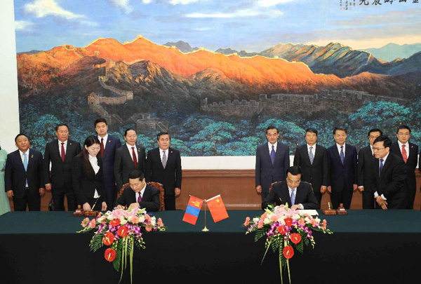 China, Mongolia sign document on long-term partnership