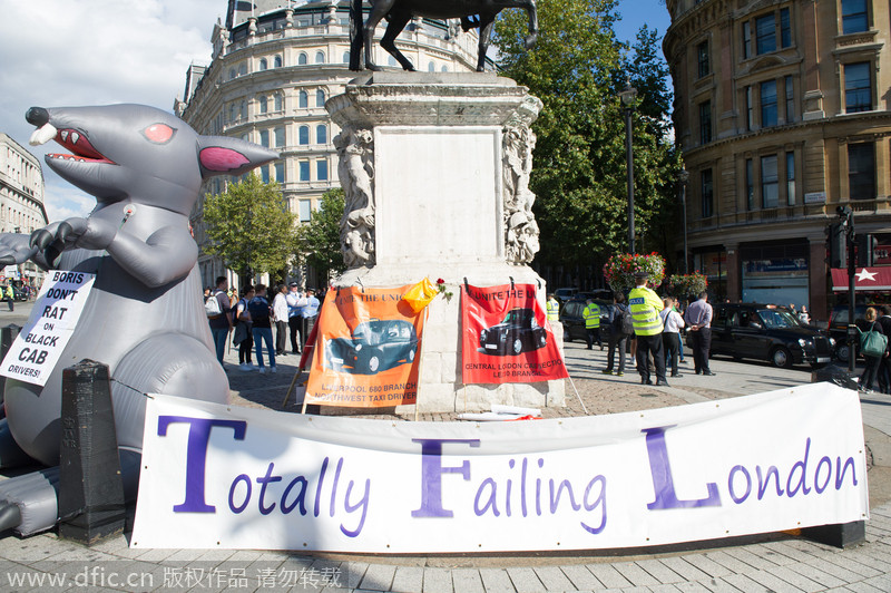 UK taxi drivers stage protests against 'Uber'