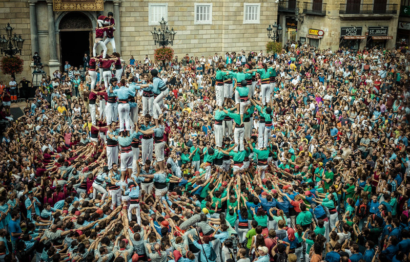 Castellers build human towers