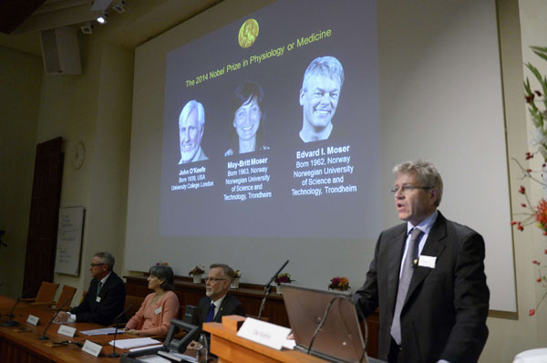 Three scientists share 2014 Nobel Prize in physiology or medicine