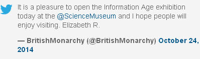 Queen sends first tweet, signed 'Elizabeth R'