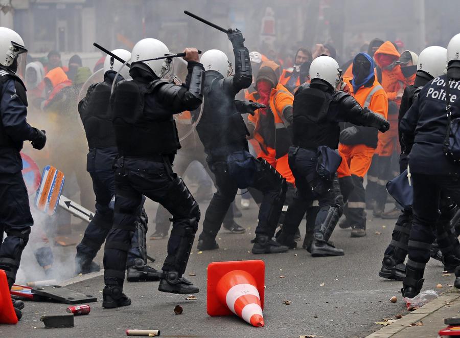 Belgians demonstrate over austerity measures