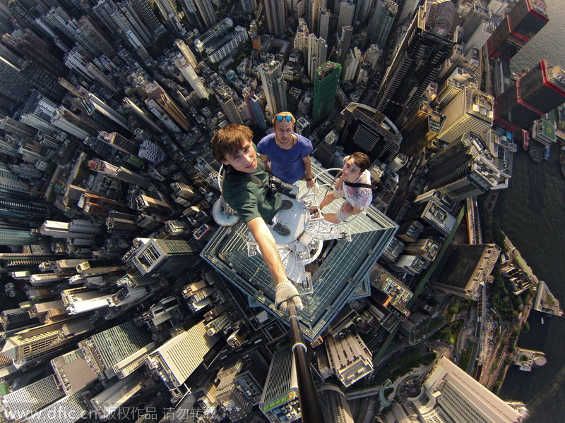 Crazy climbers take selfies to new heights