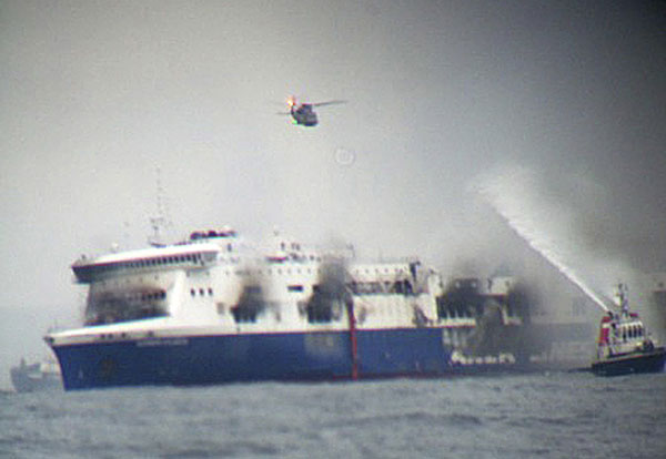 Albania takes part in rescue efforts on burning Italian-flagged ferry
