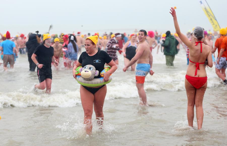 Annual New Year's swim event held in Belgium