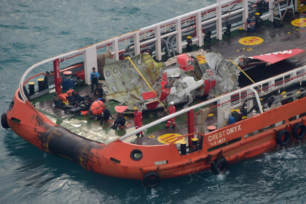 Indonesian search team raises tail of crashed AirAsia plane