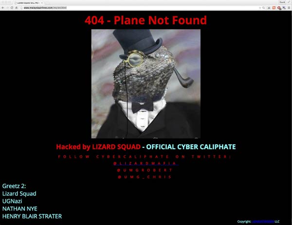 Malaysia Airlines website hacked by group 'Cy