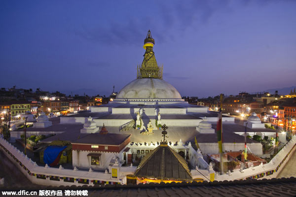 Restoration work begins in Nepal's Boudhanath Stupa