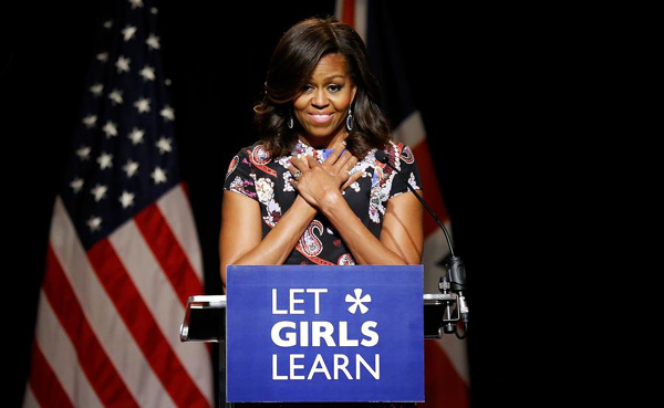 US first lady promotes girls' education in London