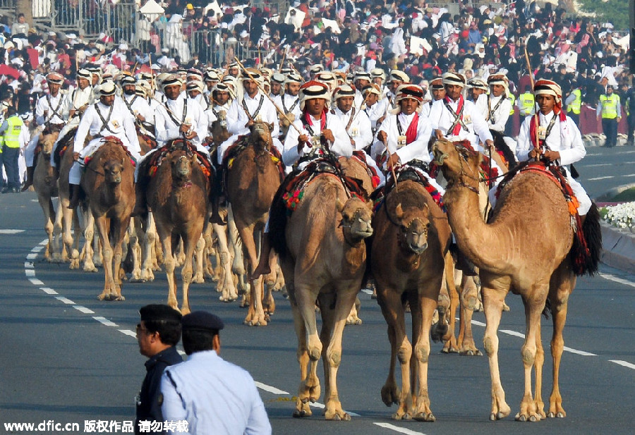 Camels, motorcycles and masks: Military parades in style