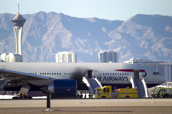 British Airways plane catches fire in Las Vegas, two minor injuries