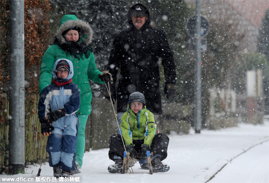 First snowfall of winter in parts of Europe