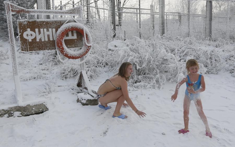 Winter swimming in Siberia