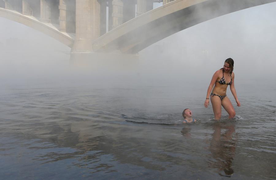 Winter swimming in Siberia