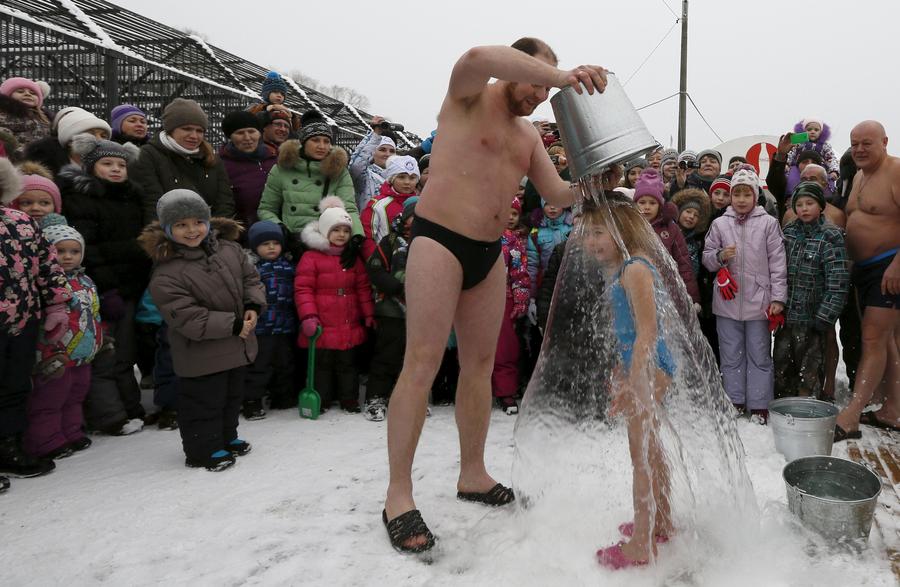 Winter swimming in Siberia