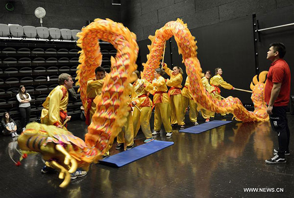 Croatian students perform Dragon dance for Chinese New Year
