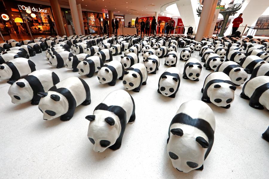 1,600 papier-mache pandas land in Paris