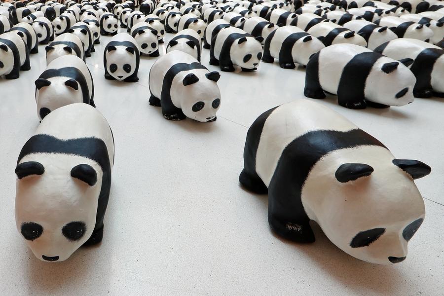1,600 papier-mache pandas land in Paris